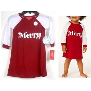 Toddler Girls “Merry” Sleep Shirt Size 2T / 3T Family PJs Nightgown NWT